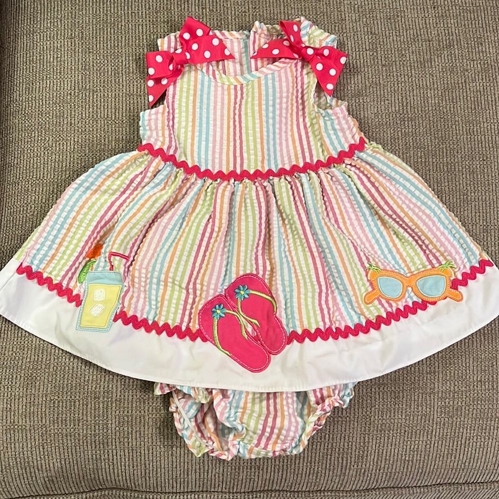 Colorful Smocked Beach Matching Set